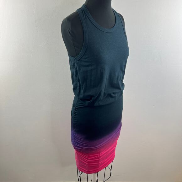 SUNDRY Blue Pink Purple Gradient Dress Cotton Tie Dye Ribbed Crew Pullover Sz 1 - Picture 5 of 9